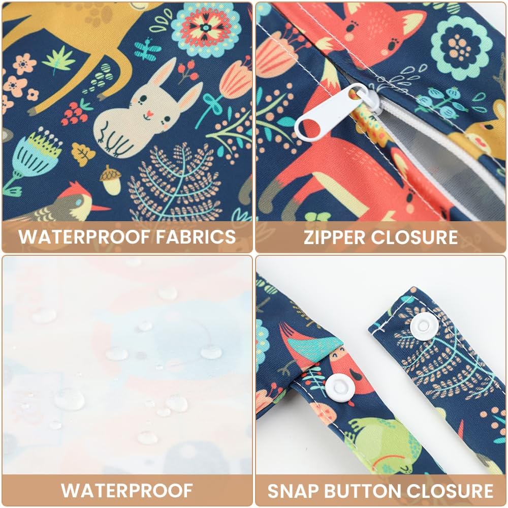 3 Stück Wetbag,Wetbag Kindergarten,Nasstasche,Windeltasche für Unterwegs,Wiederverwendbarer, Wasserdicht, mit Reißverschluss, zum Schwimmen, Camping, Reisen, Fitness, Strand (Giraffe) – Bild 5