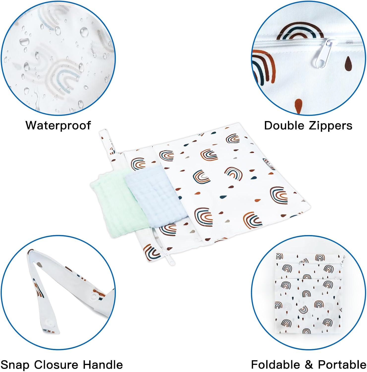 2 Stück Wetbag Kindergarten Nasstasche Windeltaschen Reißverschluss, wasserdicht, waschbar, Wetbag Organizer für Kleinkind-Windeln, Reisen, Gym, Strand und Pool – Bild 3