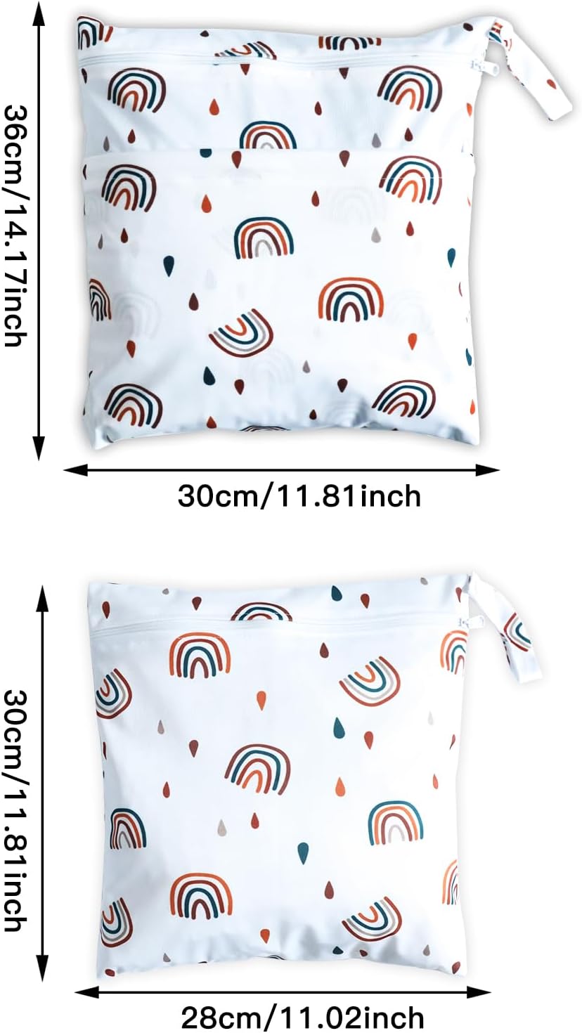 2 Stück Wetbag Kindergarten Nasstasche Windeltaschen Reißverschluss, wasserdicht, waschbar, Wetbag Organizer für Kleinkind-Windeln, Reisen, Gym, Strand und Pool – Bild 2