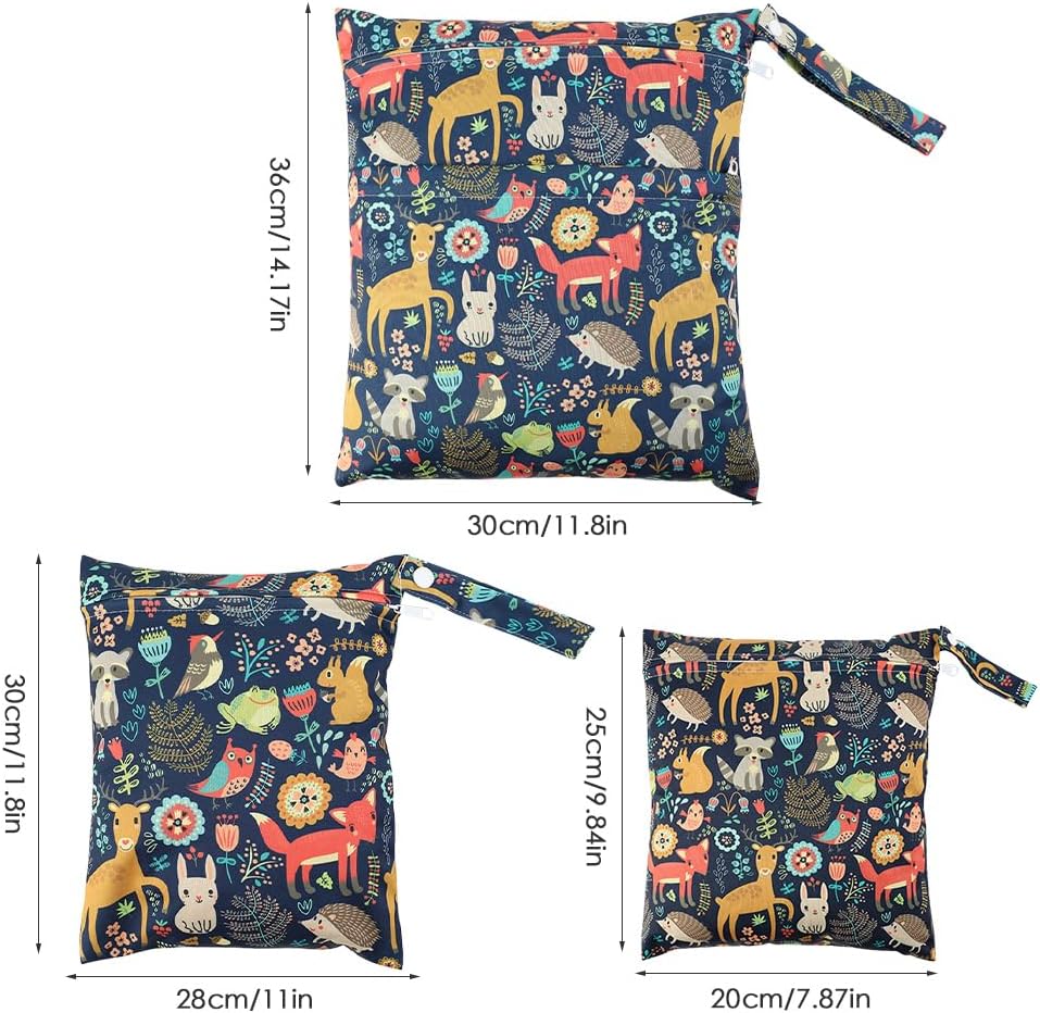 3 Stück Wetbag,Wetbag Kindergarten,Nasstasche,Windeltasche für Unterwegs,Wiederverwendbarer, Wasserdicht, mit Reißverschluss, zum Schwimmen, Camping, Reisen, Fitness, Strand (Giraffe) – Bild 2