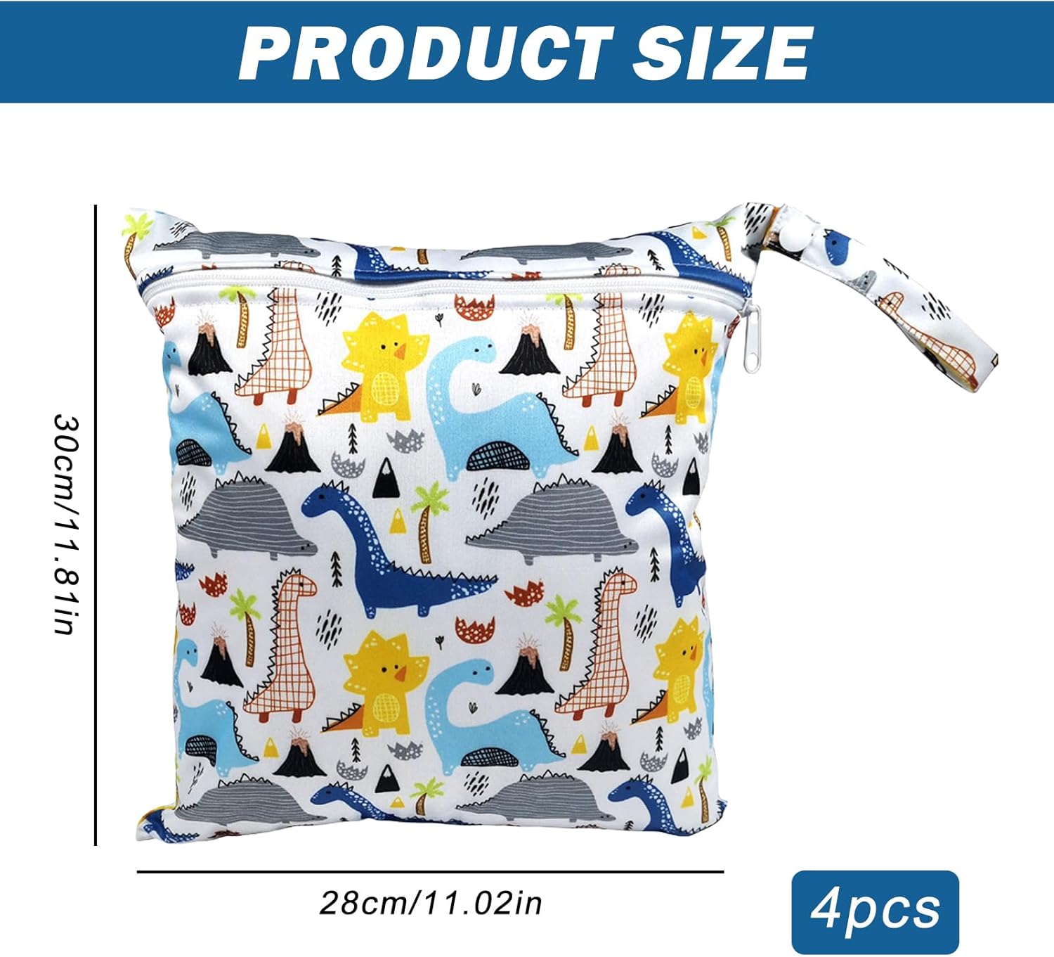 4 Stück Wetbag Kindergarten: 4 Stile Nasstaschen Wasserdicht Windeltasche, Wet Bag Wiederverwendbare Stoffwindeln Nasstaschen, für Babywindeln, Schwimmbad, Strand, Reisen – Bild 2