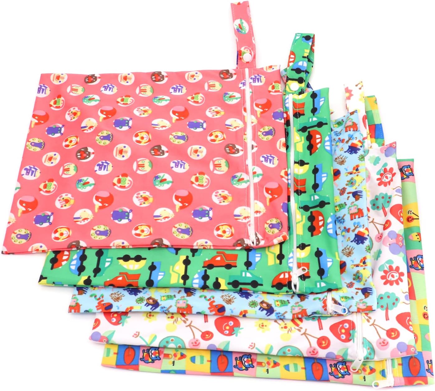 Wetbag, 5 Pcs Nasstaschen Wiederverwendbare Organiser Beutel Waschbar mit Reißverschluss Nassbeutel für Baby Kleinkind Reisen Gym – Bild 3