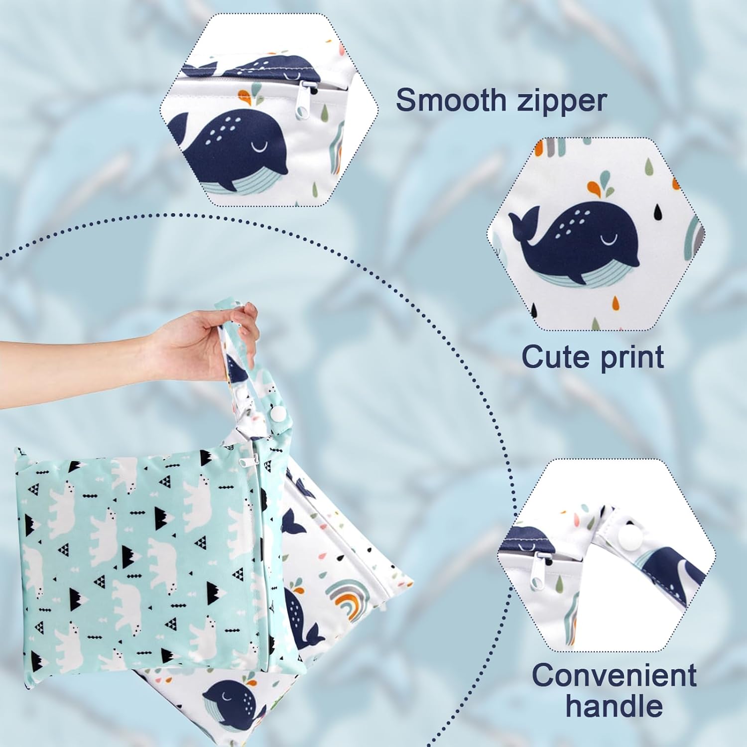 2 Pcs Schwimmsachen Nassbeutel - Kindergarten Nasstasche Wet Bag mit Schwimmsachen Nassbeutel – Bild 2