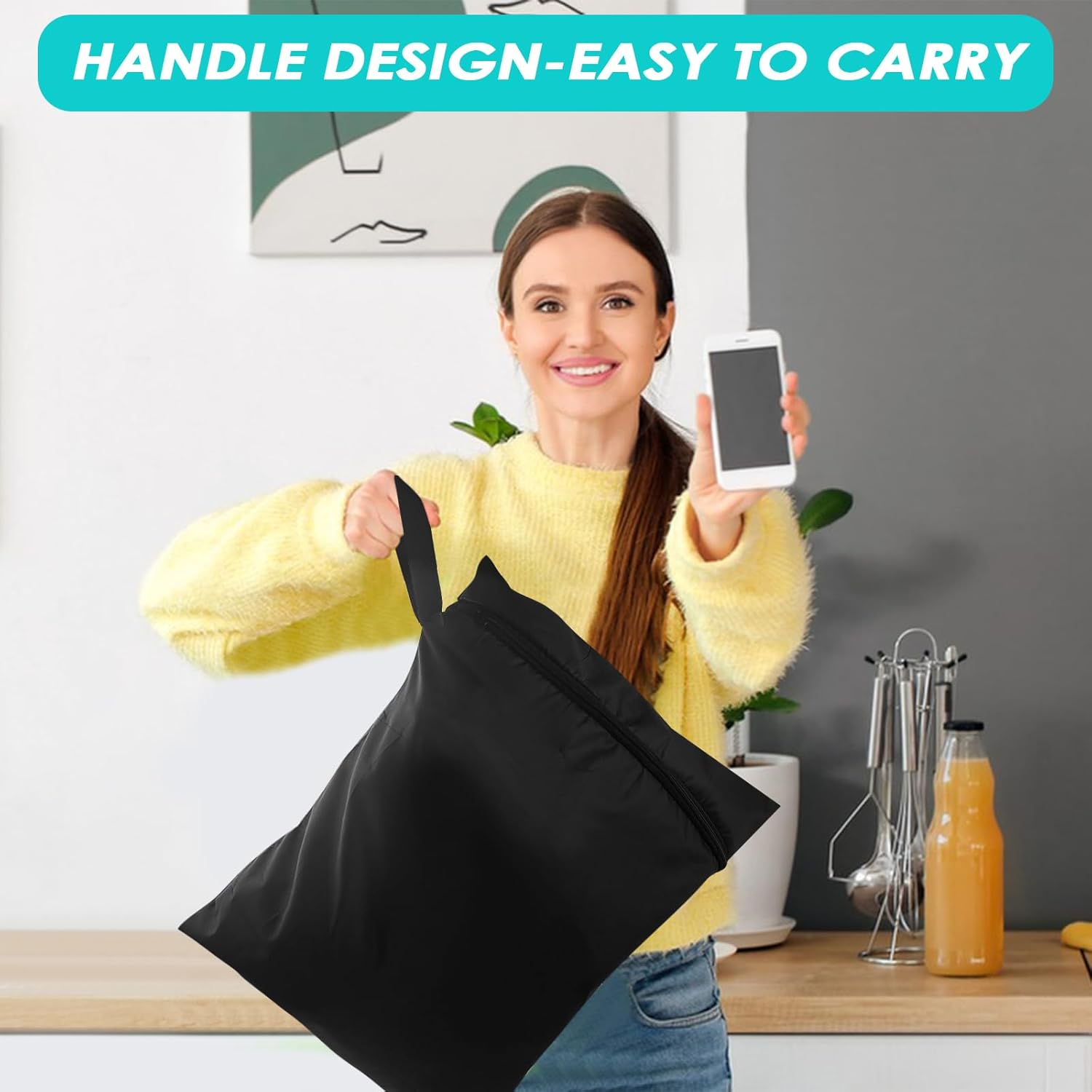 2 Stück Wetbag, Nasstasche mit Reißverschluss, Wet Bag Schwimmsachen, Wiederverwendbar Schmutzige Kleidung Tasche Organiser Wasserdichte Nassbeutel für Badeanzüge, Strandtuch, Sportkleidung – Bild 4