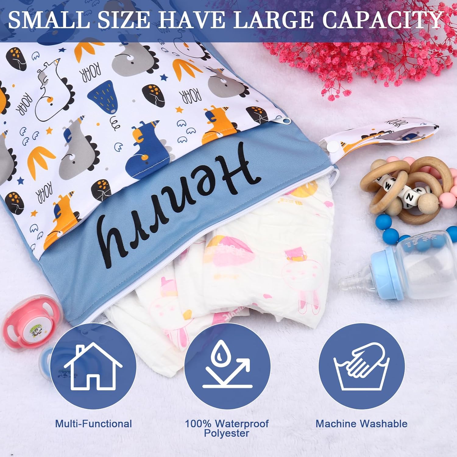 Wetbag Kindergarten Personalisiert Bestickter Nassbeutel für den Kindergarten, Wäschebeutel Kita,Wetbag Personalisiert (Personalisierter Name) – Bild 4