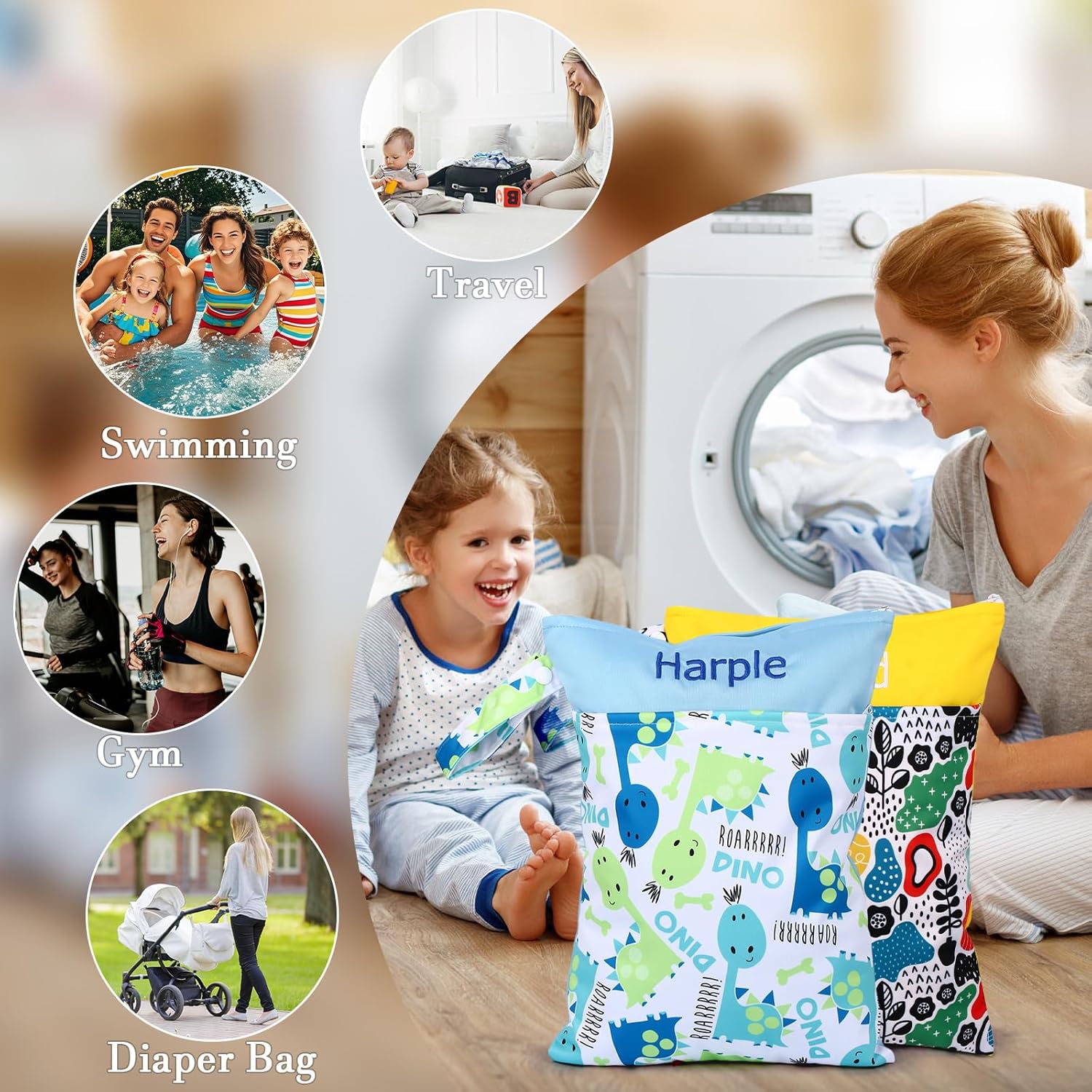 Wetbag Kindergarten Personalisiert Bestickter Nassbeutel für den Kindergarten, Wäschebeutel Kita,Wetbag Personalisiert (Personalisierter Name) – Bild 6