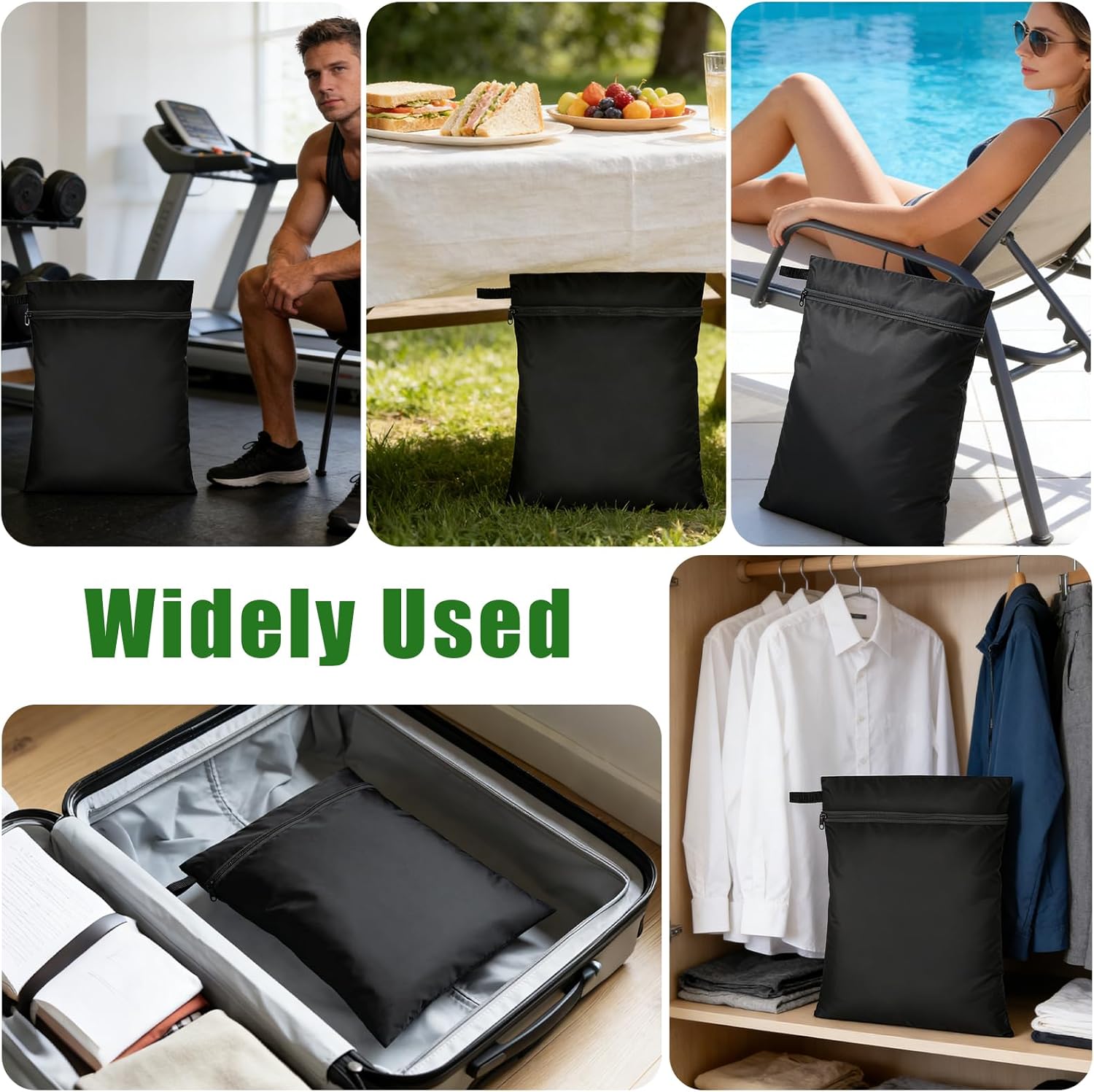 Wetbag Schwarze Wiederverwendbar zur Aufbewahrung - 4 Stück Nassbeutel Wasserdicht,Nasstasche Schmutzabweisend,Wäschebeutel Reise Einfach zu Verstauen(50 * 40,40 * 28cm) – Bild 5