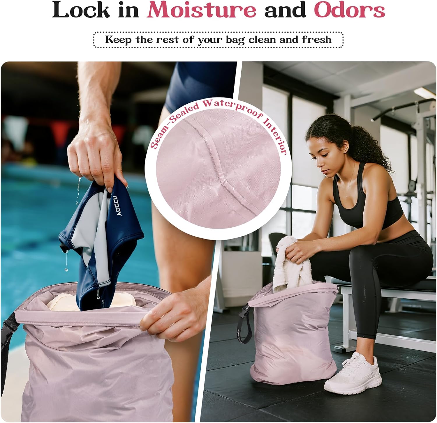 2 Stück Reisewäschesack, Wasserdichter Nassbeutel, Nylon Wäschesäcke, Compression Reise-Organizer for Schwimmen Yoga Badeanzug Workout, Strandtücher, Windeln – Bild 3