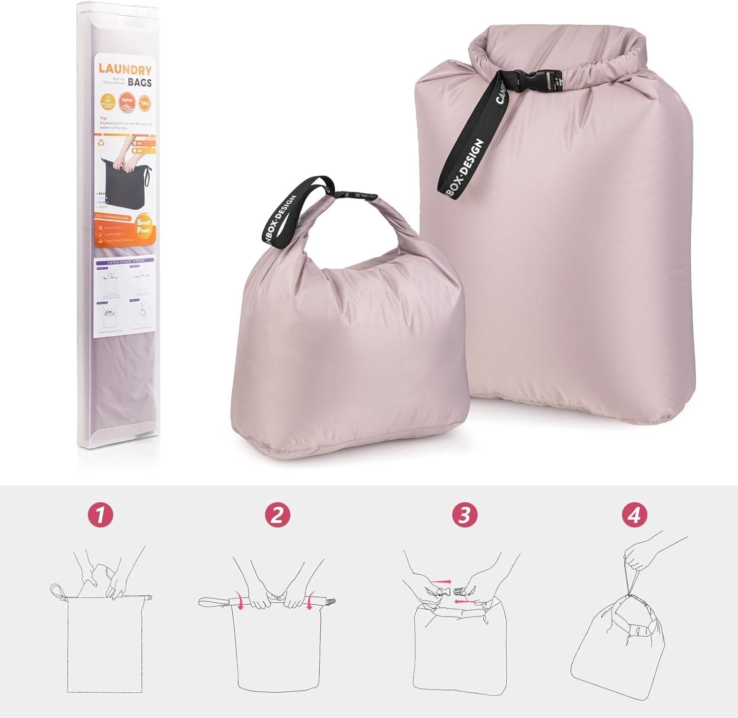 2 Stück Reisewäschesack, Wasserdichter Nassbeutel, Nylon Wäschesäcke, Compression Reise-Organizer for Schwimmen Yoga Badeanzug Workout, Strandtücher, Windeln – Bild 5