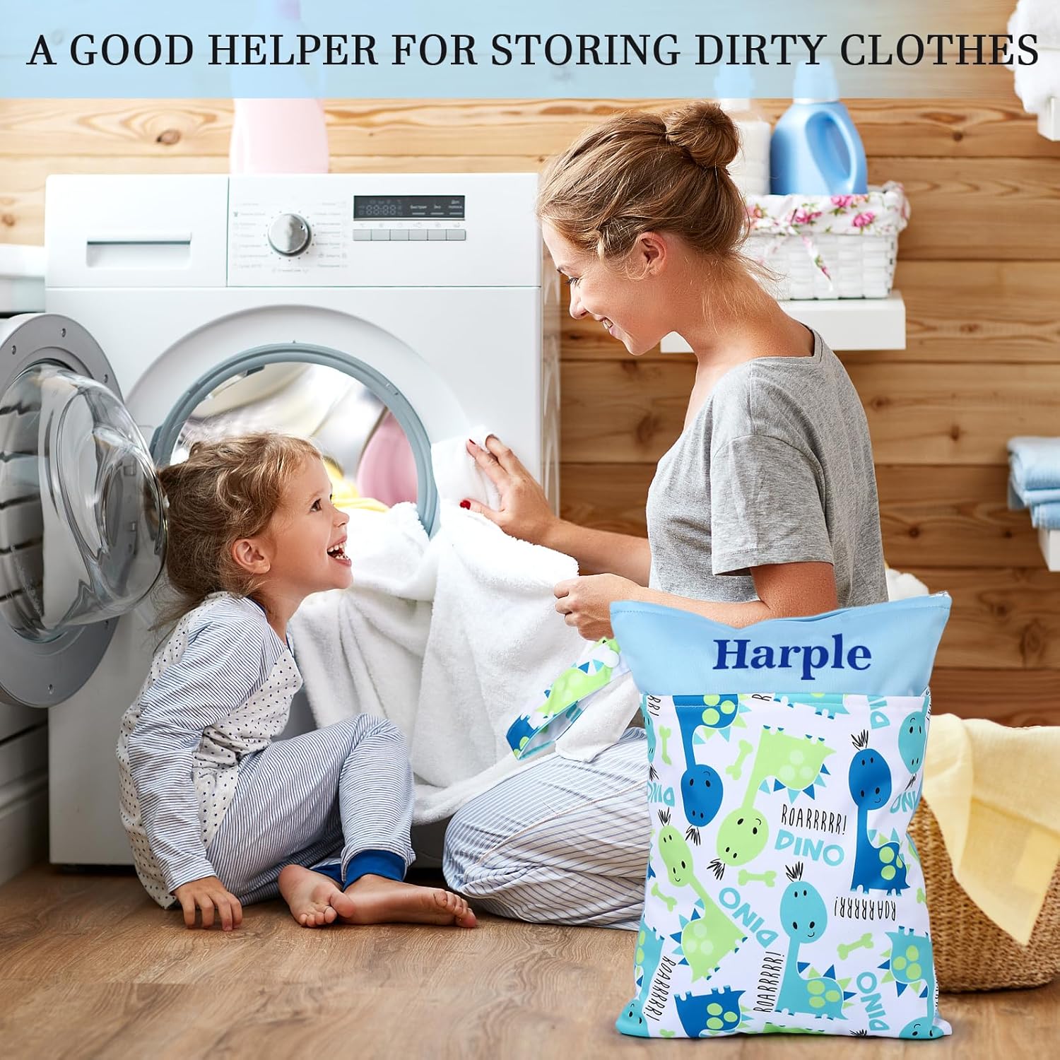 Wetbag Personalisiert,Wetbag Kindergarten Personalisiert,Nassbeutel Kindergarten,Nassbeutel Kita,Zeichentasche Kinder Unterwegs,mit Name 2 Separaten Fächern (Personalisierte Namen) – Bild 3