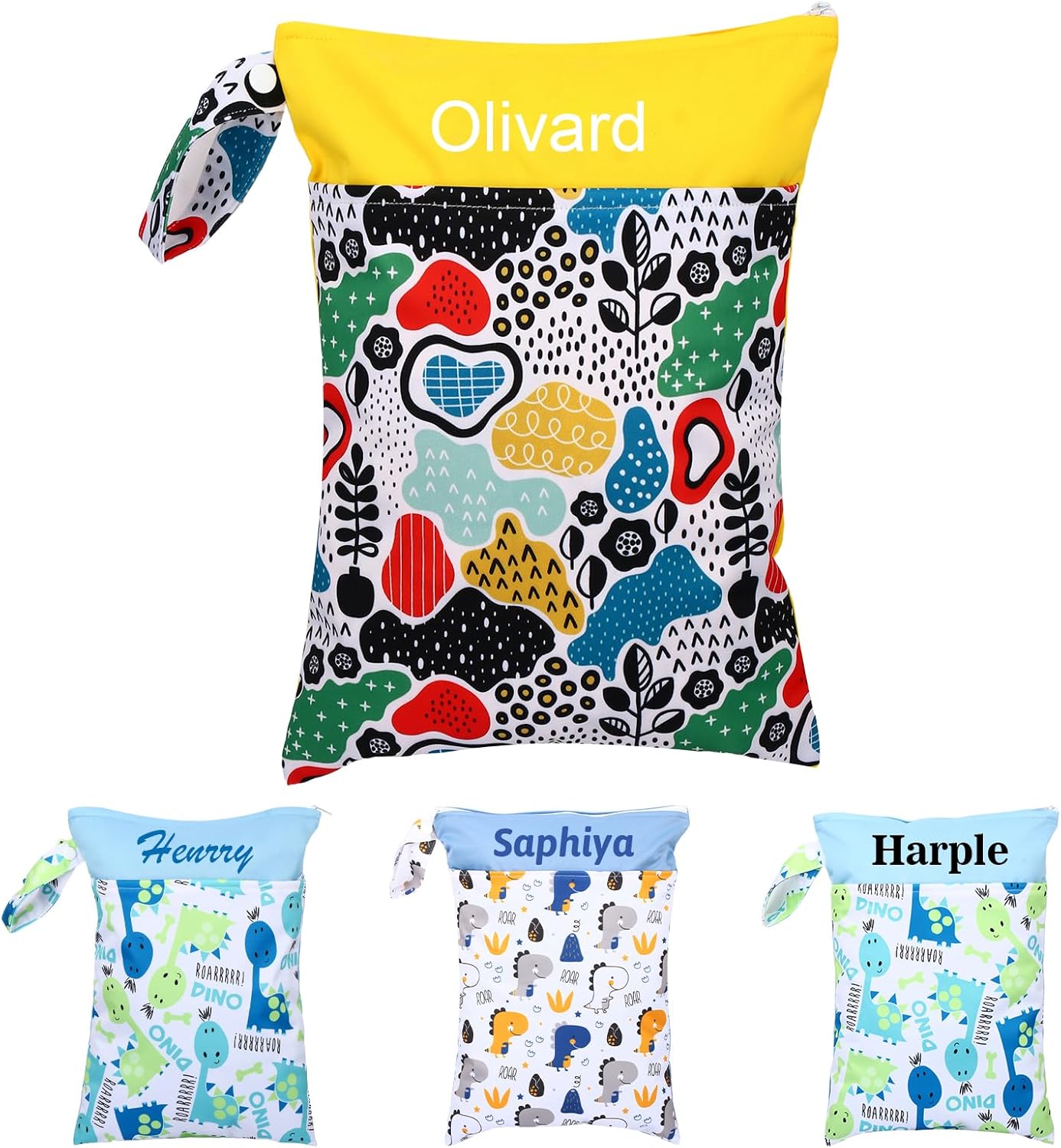 Wetbag Personalisiert,Wetbag Kindergarten Personalisiert,Nassbeutel Kindergarten,Nassbeutel Kita,Zeichentasche Kinder Unterwegs,mit Name 2 Separaten Fächern (Personalisierte Namen) – Bild 8