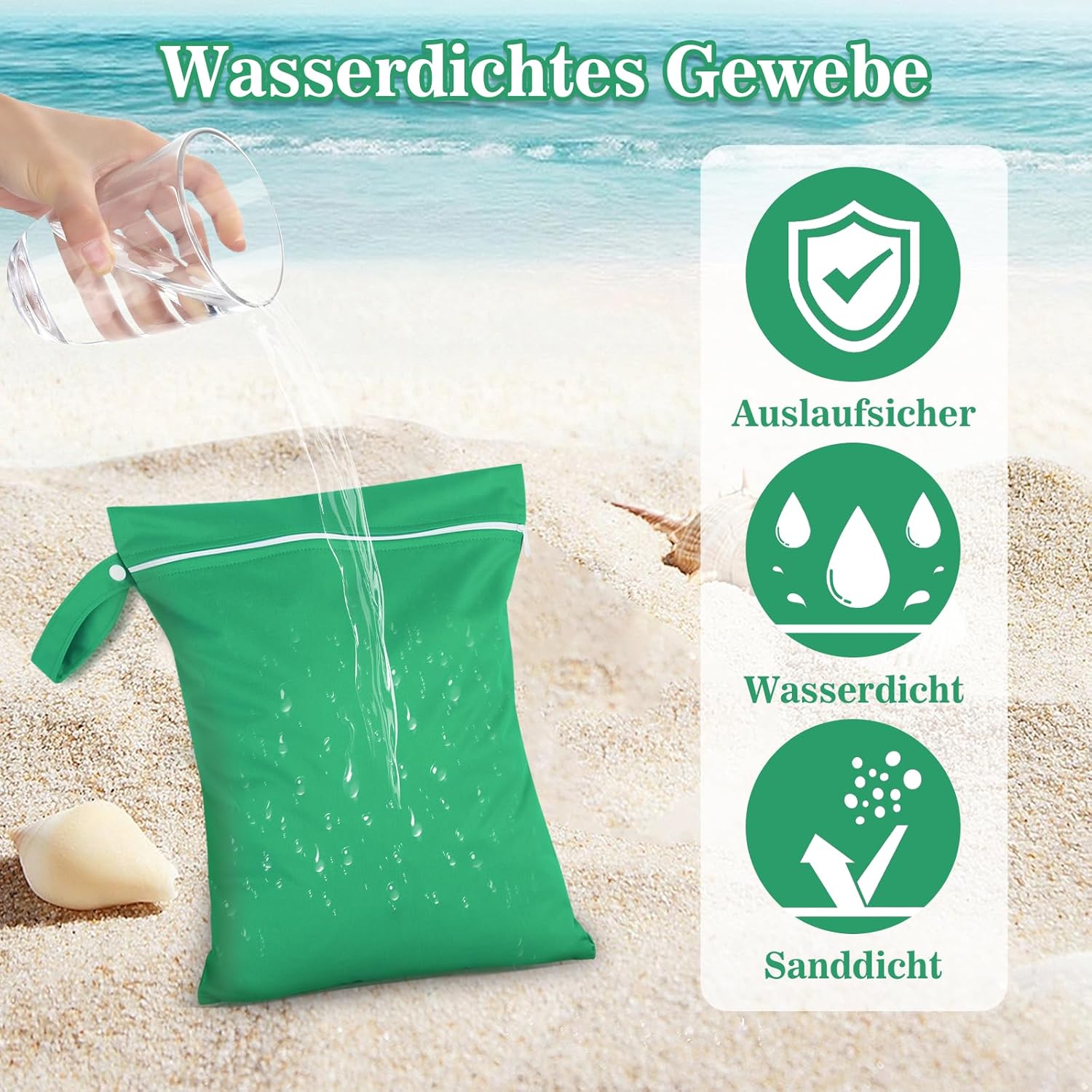 3 Stück Nassbeutel, Groß Mittel Klein Wetbag, WäSchebeutel Reise, Wasserfester Beutel, Nasstasche Schwimmsachen, Wiederverwendbarer Nasstasche, Wasserdichter Beutel für Badeanzüge, Windeln – Bild 3