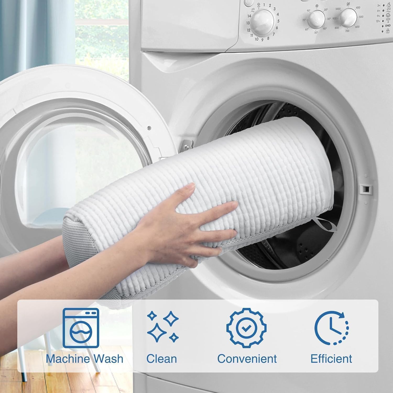 2Pcs Schuhe Waschbeutel, Schuhwaschbeutel Waschmaschine mit Verstellbare Schuhspanner, Wäschesack Schuhe mit Verstecktem Reißverschluss, Wiederverwendbarer Wäschenetz für Sneaker, Weiß – Bild 3