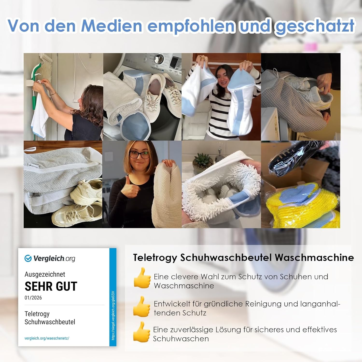 2Pcs Schuhe Waschbeutel, Schuhwaschbeutel Waschmaschine mit Verstellbare Schuhspanner, Wäschesack Schuhe mit Verstecktem Reißverschluss, Wiederverwendbarer Wäschenetz für Sneaker, Weiß – Bild 4