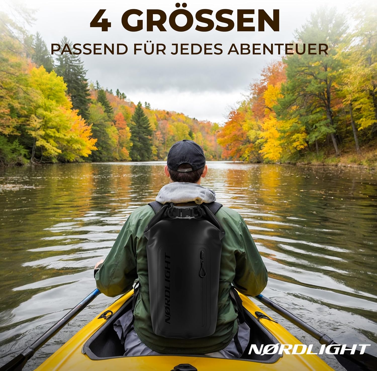 Nordlight Dry Bag wasserdichte Tasche mit Handyhülle + Roll-Top, Schultergurt | Drybag wasserfester Rucksack Beutel Packsack Seesack Wassersack Wetbag | Baden Schwimmen Strand SUP – Schwarz, 5 Liter – Bild 10