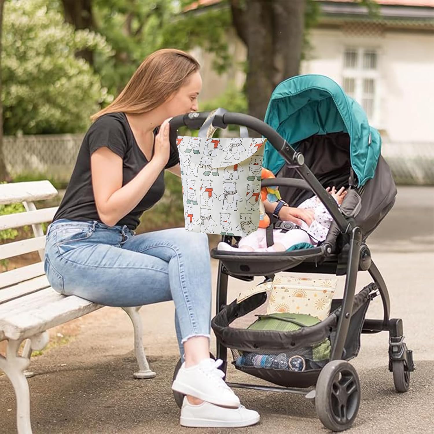 Eisbärenmotiv Wetbag, Wetbag Kindergarten, Nasstaschen Windeltasche, Waschbare Nassbeutel mit Einem Griff, Wasserdicht Zweischichtige Lagerung Wetbags Schwimmsachen für Schwimmen Gym Reisen – Bild 7