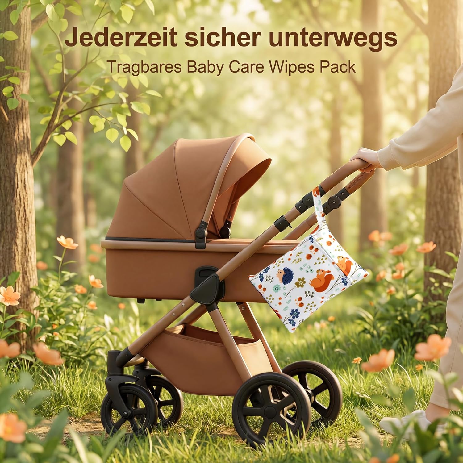 Windeltasche für Unterwegs 2 teilig für Windeln Babyzubehör Nassbeutel Wasserdicht Wetbag Wiederverwendbar Leicht zu Reinigen Tragbar Kann Kinderwagen Befestigt Einer Tasche Verstaut Werden – Bild 2