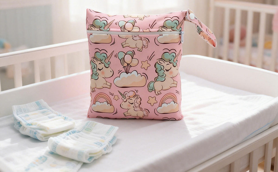 1779037229 793 Wetbag Kindergarten 2 Stueck Nasstasche Rosa Einhorn Wasserdichter Tragbar Beutel
