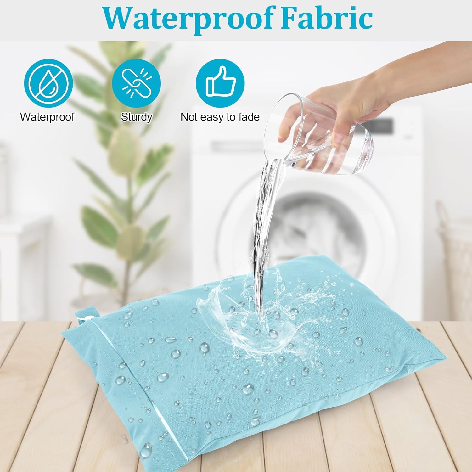 Deepton 2 Stück Nassbeutel 40 x 30 cm, Wetbag Schwimmsachen Blau & Grau, Wasserdicht Nasstasche mit Reißverschluss, Wiederverwendbar Reise Wäschesack für Badeanzüge, Strandtücher, Windeln – Bild 3