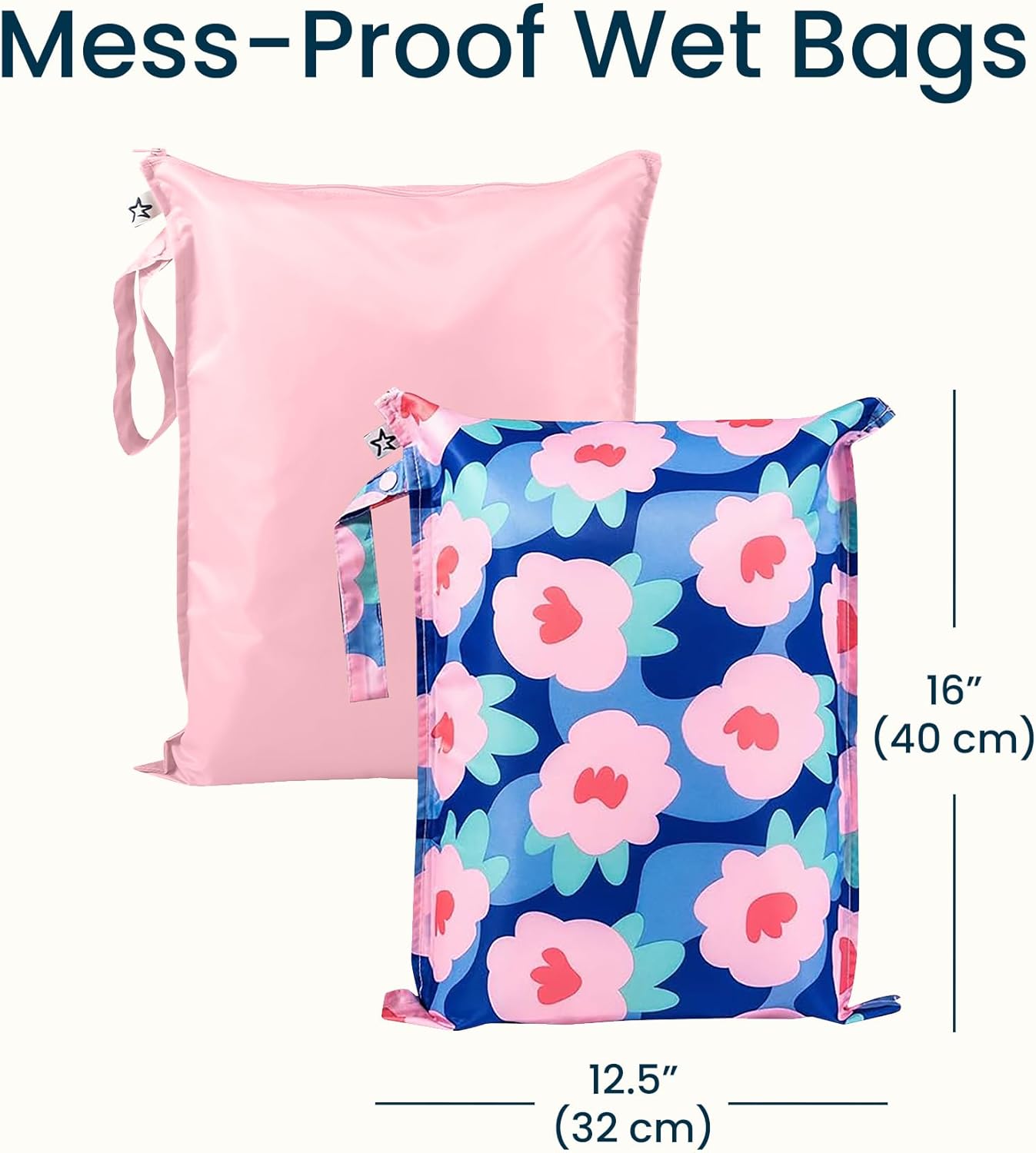 Tiny Twinkle wasserdichte Nass-Tasche | 2 Pack Wiederverwendbare Taschen für nasse Badebekleidung, Babykleidung und Windeln | Reisetasche für Babys – Bild 5