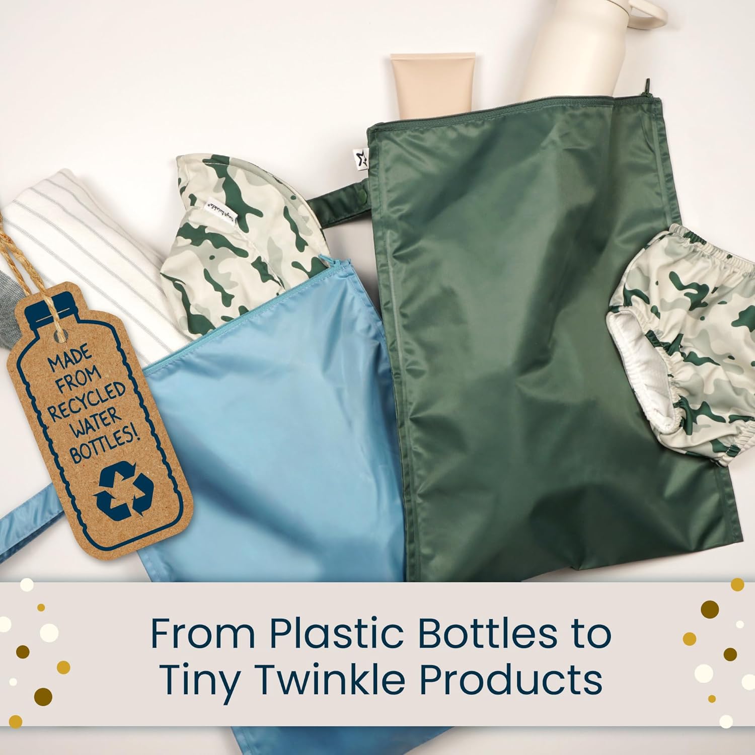 Tiny Twinkle wasserdichte Nass-Tasche | 2 Pack Wiederverwendbare Taschen für nasse Badebekleidung, Babykleidung und Windeln | Reisetasche für Babys – Bild 6