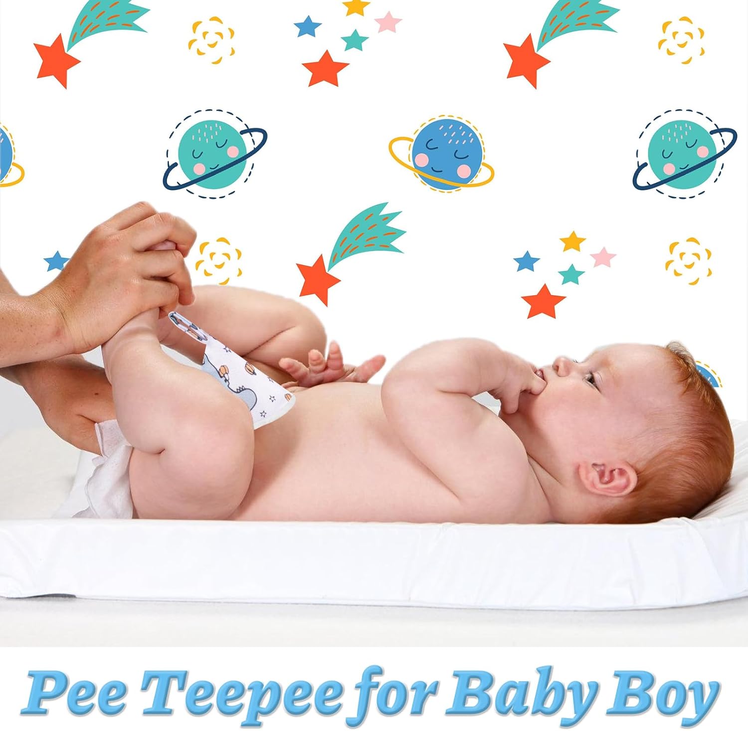 Pipi Tipi Pinkelschutz 12 Stück Pee Teepee Baby Windelhütchen und 1 PCS Wetbag, Starker Wasseraufnahme Bleiben Sie Trocken Beim Windelwechseln mehr Komfort, Baby Boy Windelwechselzubehör – Bild 2