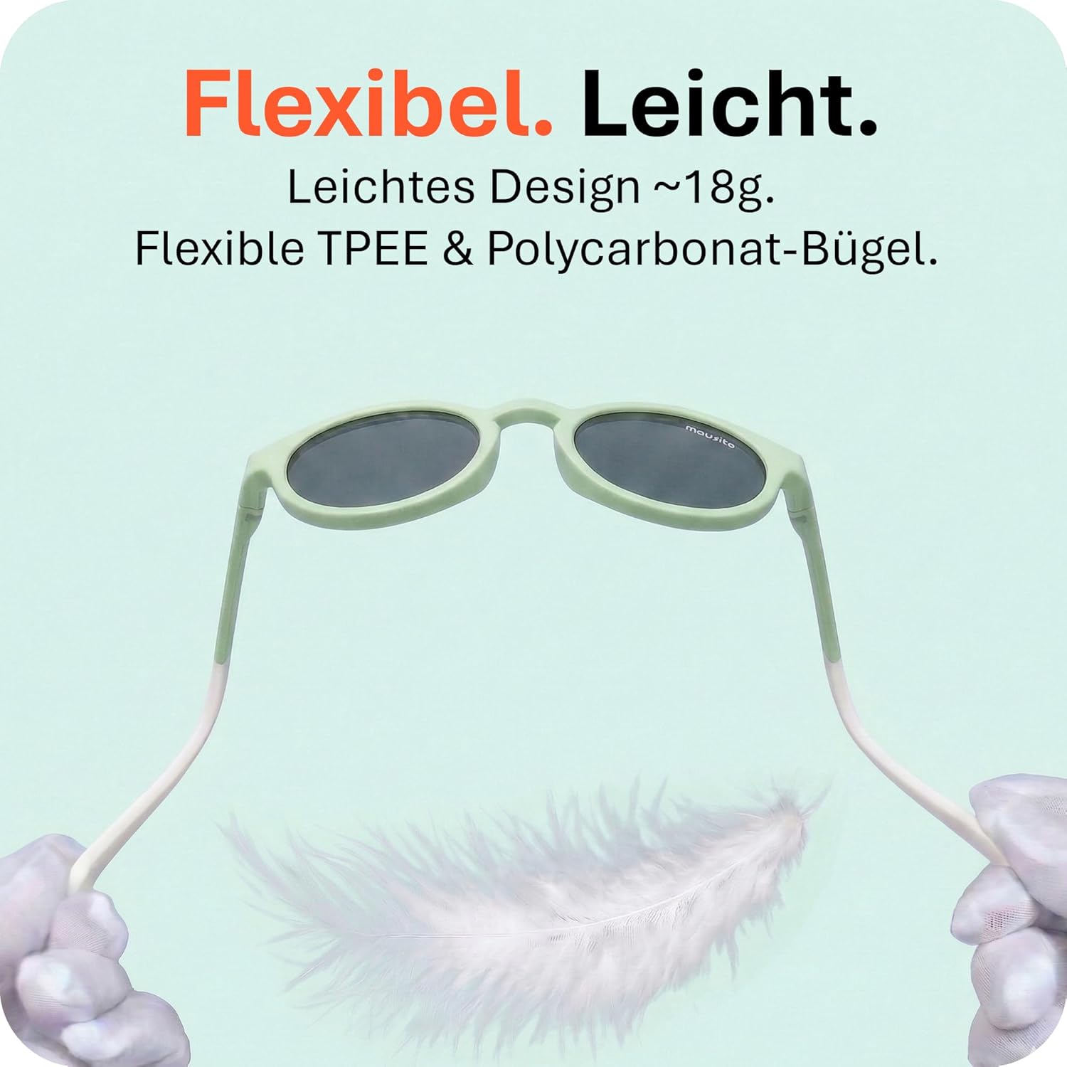 Mausito Sonnenbrille Kinder (3-6 & 6-9 Jahre) UV400 & Kategorie 3 Gläser | Flexible Bügel aus TPEE & Polycarbonat | Europäisches Design – Bild 4