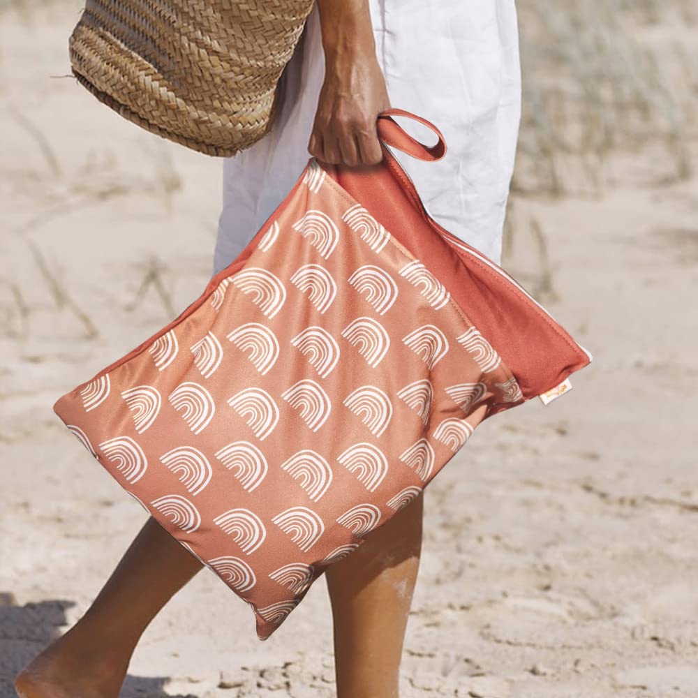Wetbags für Stoffwindeln Windeltasche Baby 30x40cm Wasserdichte Süßer Tierdruck Organiser Beutel Nasstaschen mit Doppelt Reißverschluss - Nass-Trocken- Trennung (Fuchs) – Bild 5