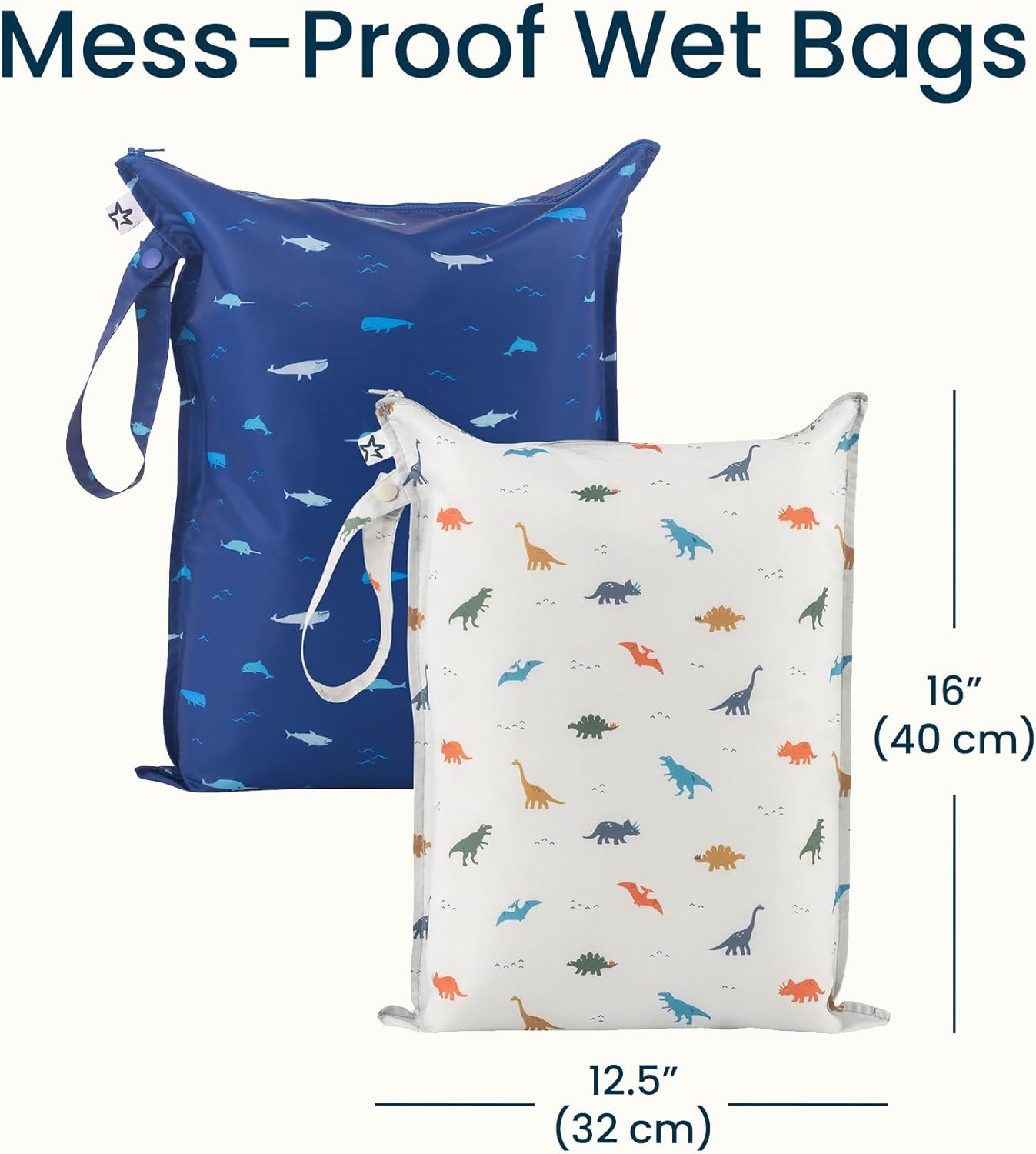 Tiny Twinkle wasserdichte Nass-Tasche | 2 Pack Wiederverwendbare Taschen für nasse Badebekleidung, Babykleidung und Windeln | Reisetasche für Babys – Bild 5
