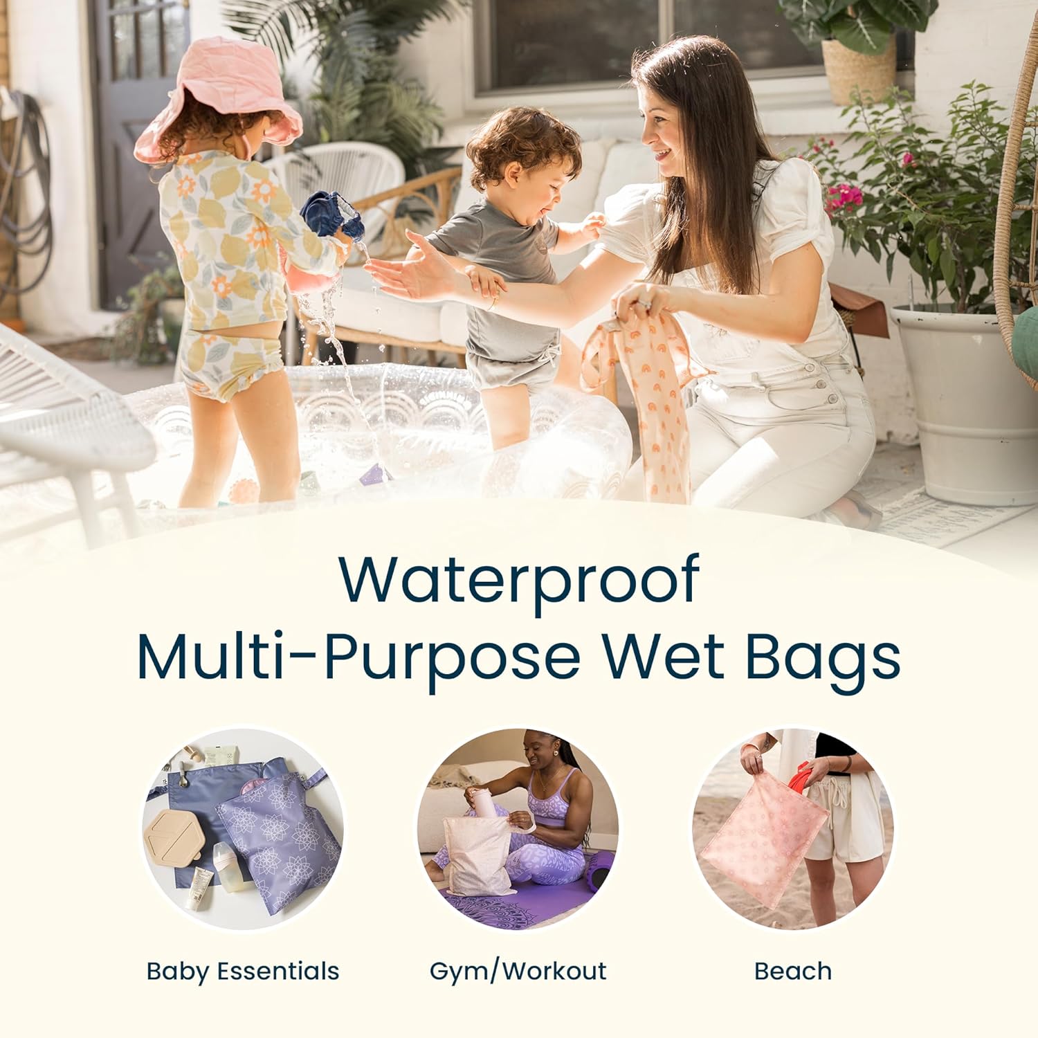 Tiny Twinkle wasserdichte Nass-Tasche | 2 Pack Wiederverwendbare Taschen für nasse Badebekleidung, Babykleidung und Windeln | Reisetasche für Babys – Bild 7