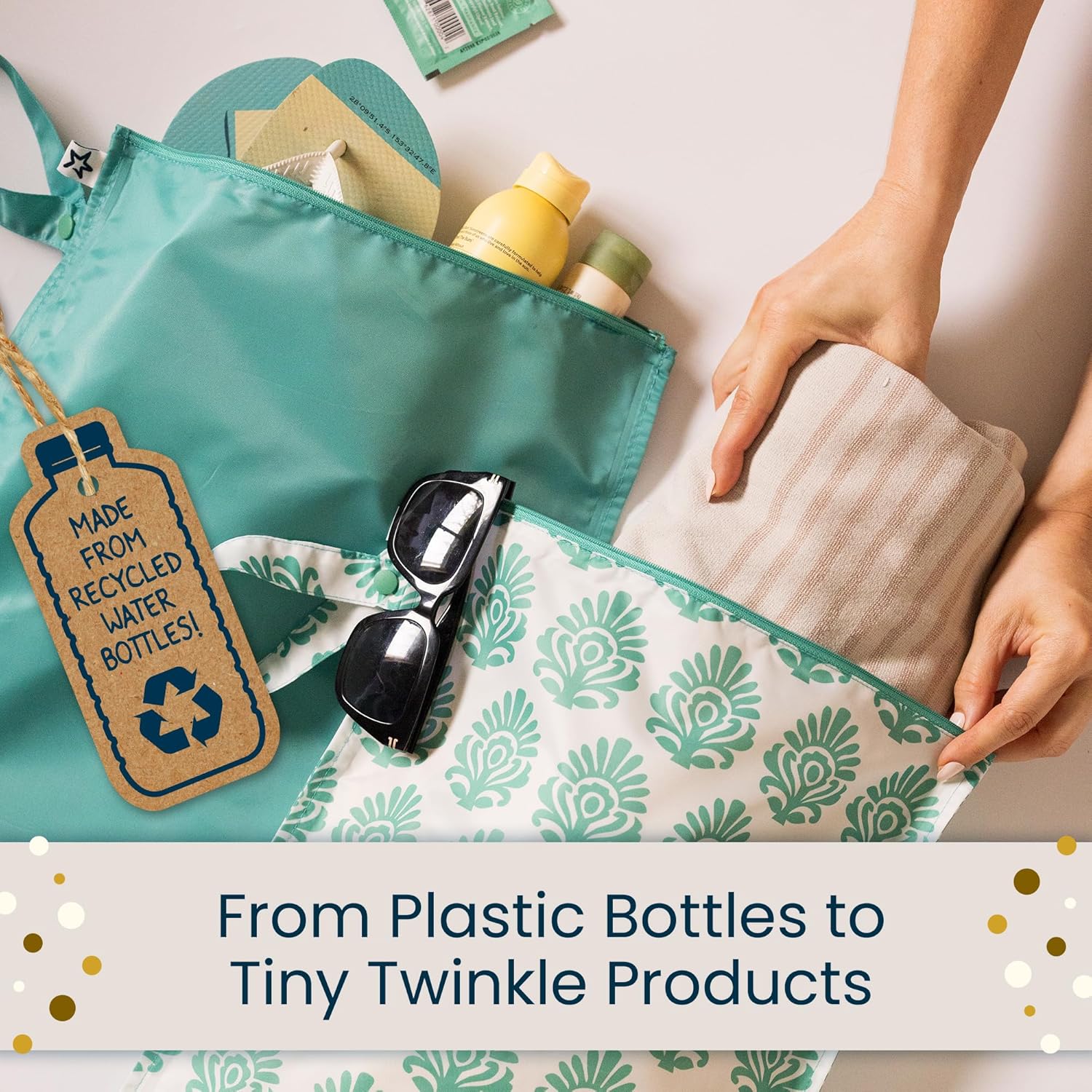 Tiny Twinkle wasserdichte Nass-Tasche | 2 Pack Wiederverwendbare Taschen für nasse Badebekleidung, Babykleidung und Windeln | Reisetasche für Babys – Bild 8
