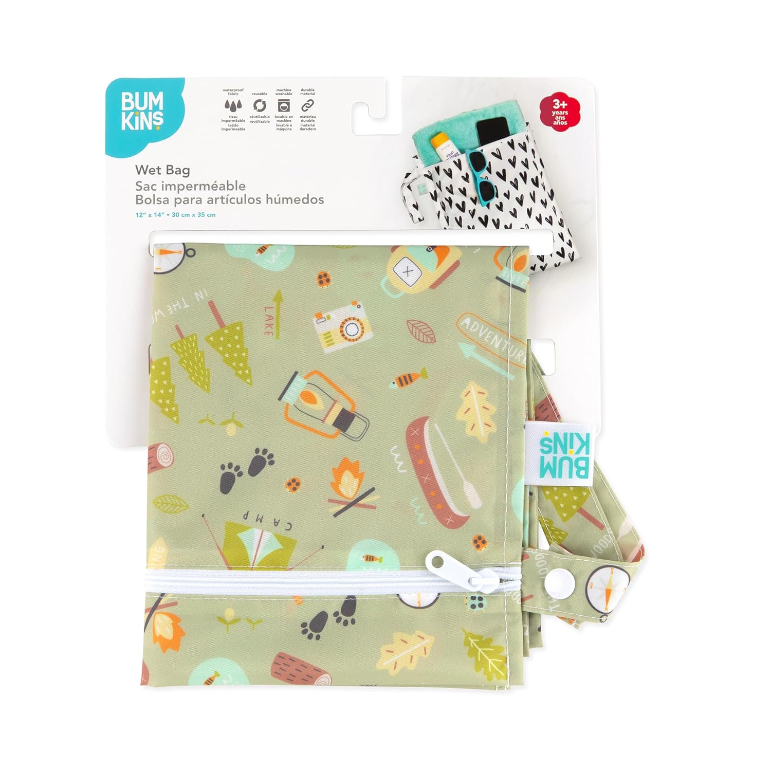 Bumkins Camp Gear wasserdichte Nasstasche, waschbar, wiederverwendbar für Reisen, Strand, Pool, Kinderwagen, Windeln, schmutzige Sportkleidung, nasse Badeanzüge, Toilettenartikel, 30,5 x 35,6 cm – Bild 7