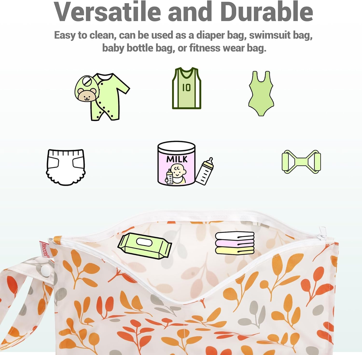 HECCEI WetBag Kindergarten Nassbeutel Windeltasche, 2 Stück Wet Bag Schwimmsachen Nasstasche Kindergarten für Baby Kleinkind Wechselwäsche Nappy Bag Organiser – Bild 2
