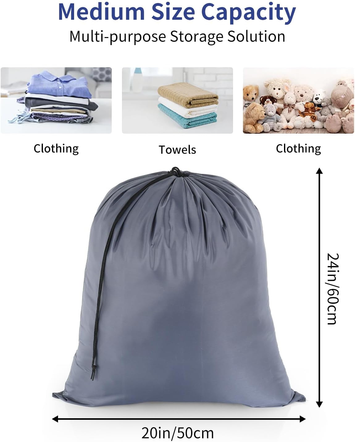 OTraki 2 Stück Wäschesack Reise, Schmutzwäsche Wäschesammler Faltbarer Schmutzwäsche mit Kordelzug Schmutzwäsche Aufbewahrungsbeutel Tasche für Kleidung für Schlafsaal Waschraum Unterwegs (50x60cm) – Bild 2