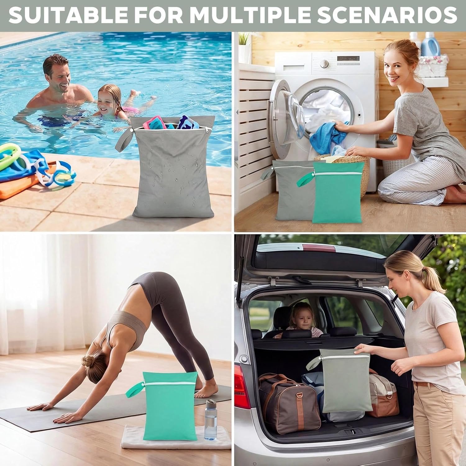 2 Stück Nassbeutel 40 x 30 cm Wetbag Wasserdicht Nasstasche Schwimmsachen mit Reißverschluss Wet Bag Schwimmen Reise Nasssack Beutel für Nasse Badesachen Badeanzüge Strandtücher – Bild 6
