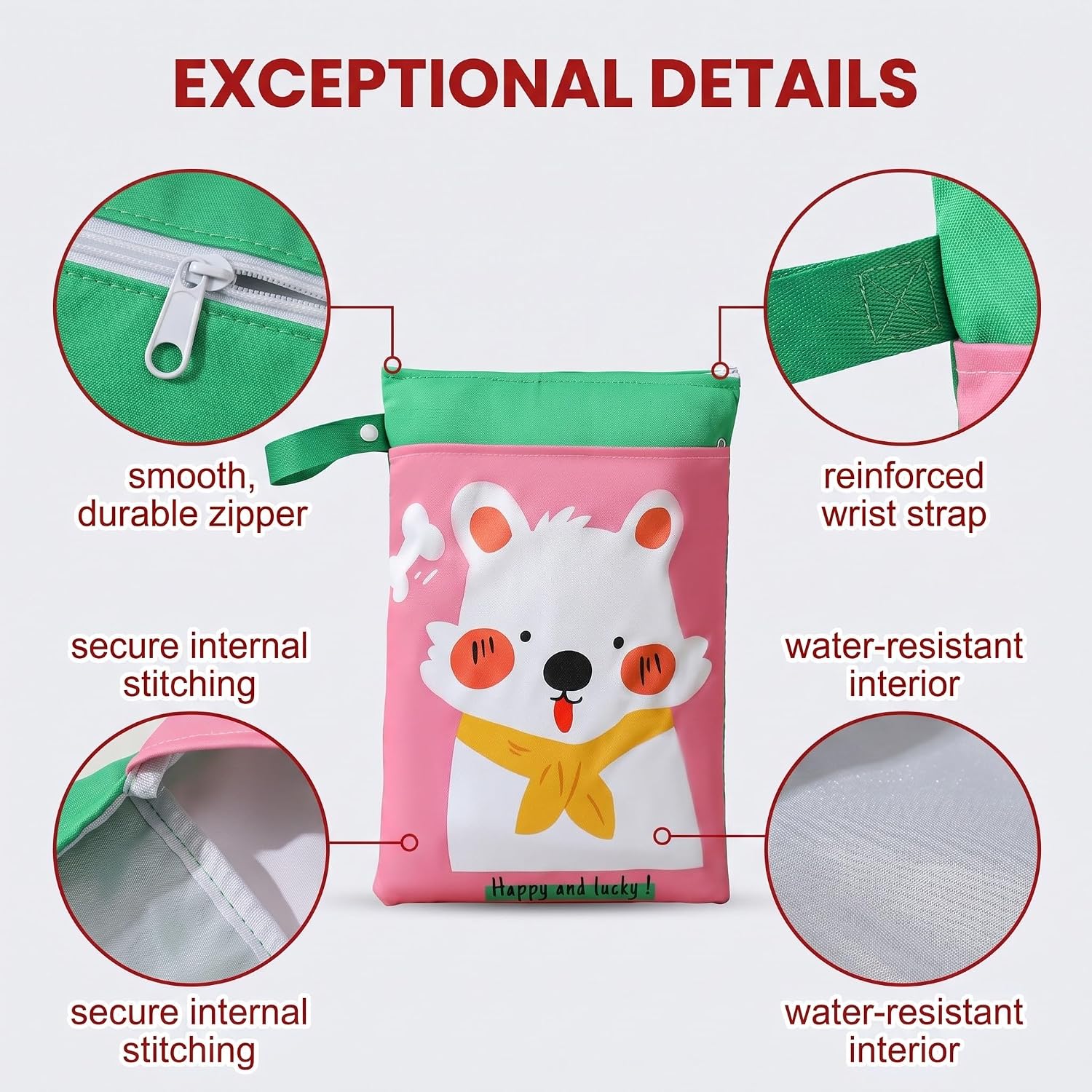 2er Set Windeltaschen für Unterwegs - Geschenke für Werdende Mütter & Schwangere - Mama Kram Baby Kram Tasche Wasserdicht - Wetbag 24x35cm mit Katze & Hund Muster für Babyparty & Geburt – Bild 6