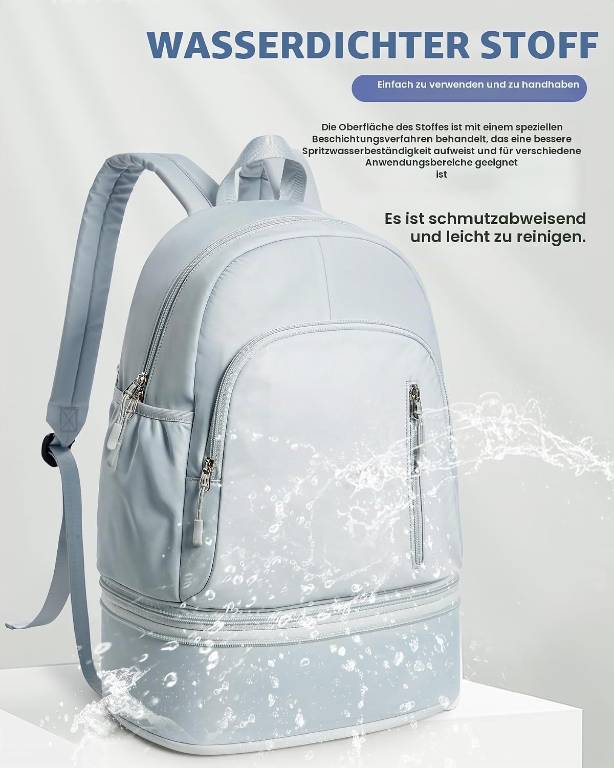 Gym Rucksack damen Sportrucksack mit Schuhfach und Nasstasche,Wasserdichter Freizeitrucksack Sportrucksack Sporttasche für Schwimmen Yoga,Handgepäckrucksack Reise-Laptop-Rucksack,Hellblau – Bild 4