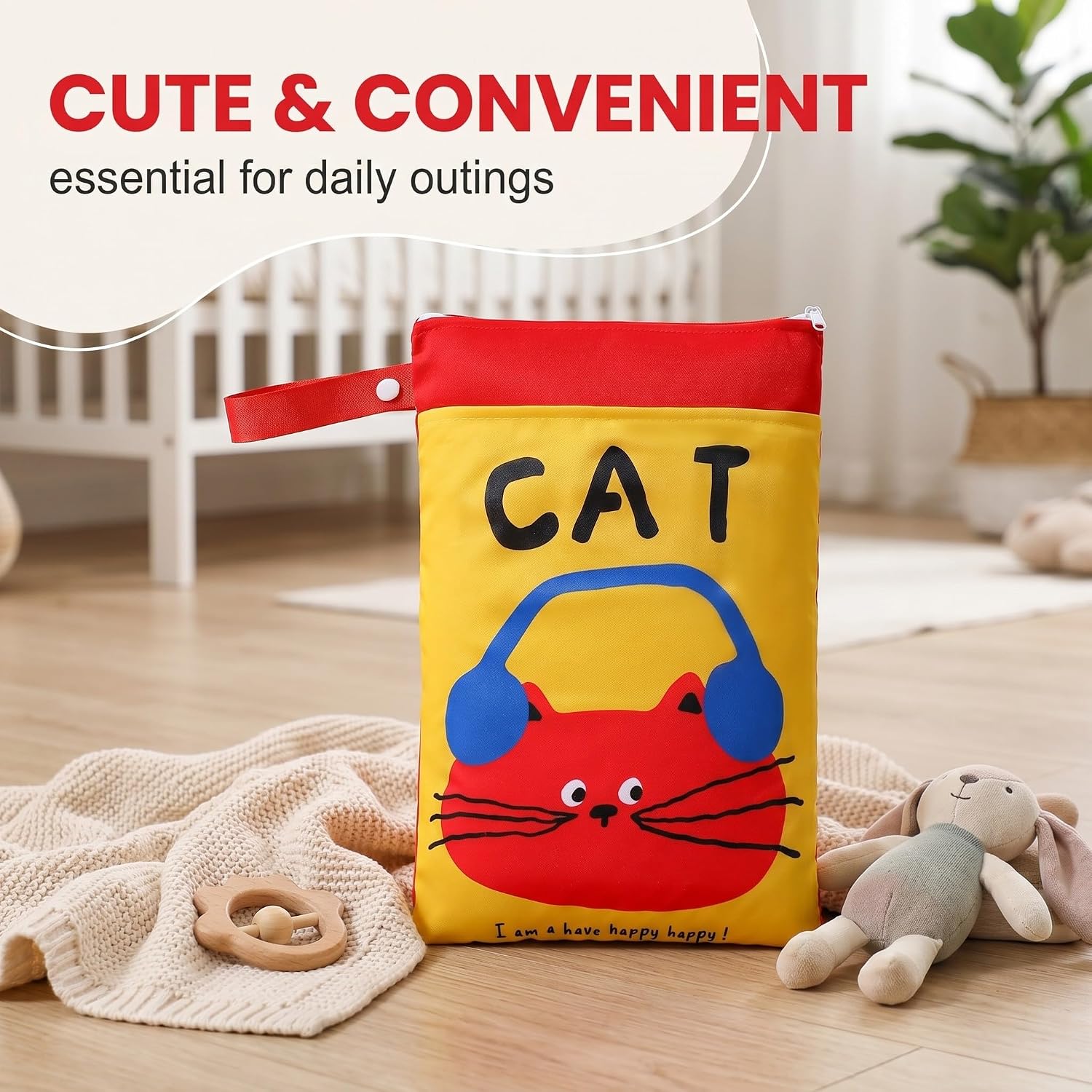 2er Set Windeltaschen für Unterwegs - Geschenke für Werdende Mütter & Schwangere - Mama Kram Baby Kram Tasche Wasserdicht - Wetbag 24x35cm mit Katze & Hund Muster für Babyparty & Geburt – Bild 2