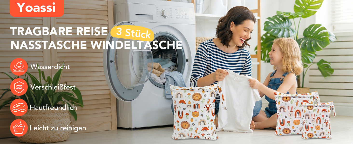 Yoassi 3 Stueck Nassbeutel Waeschebeutel Reise Wetbag Nasstasche Waeschesack Wiederverwendbarer